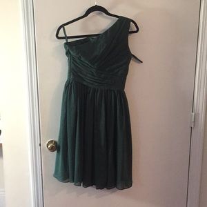 One Shoulder Sleeveless Chiffon Knee Length Dress